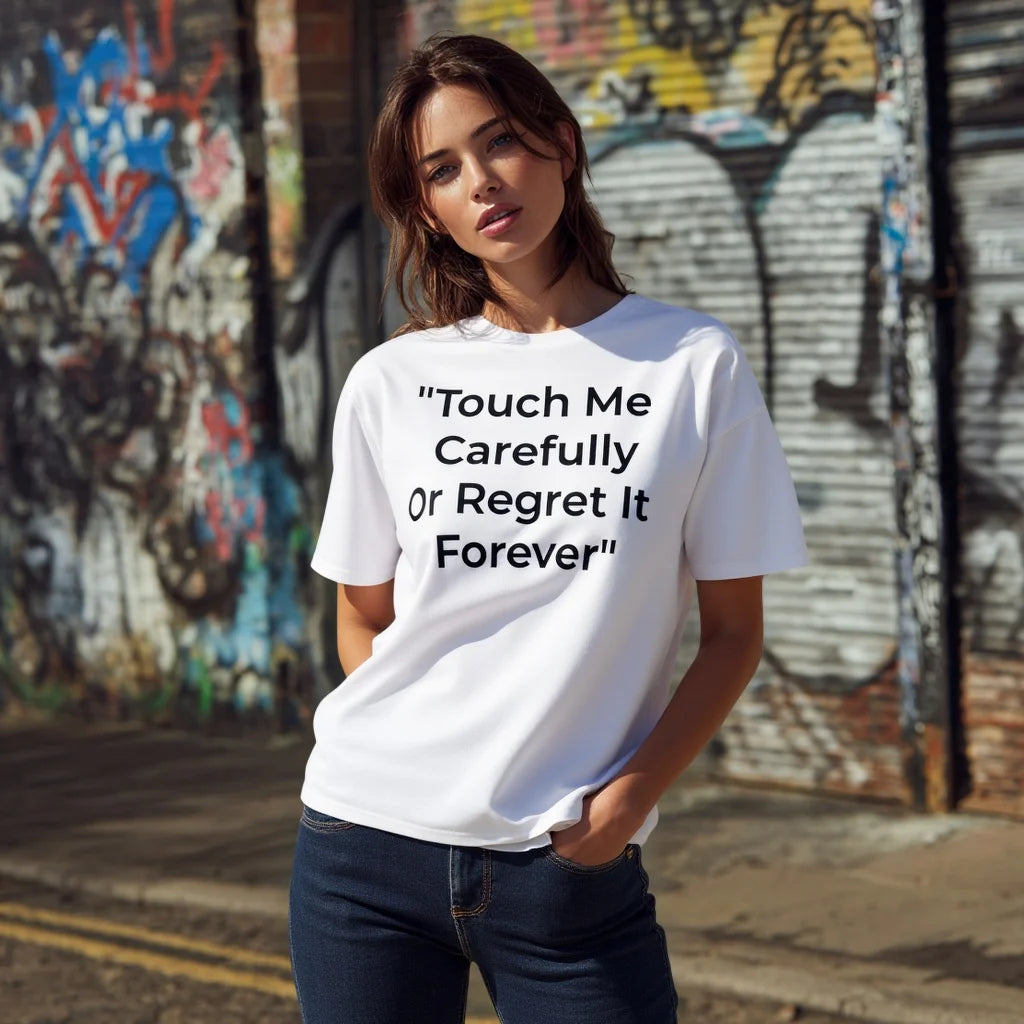 Modern Print Short Sleeve T-Shirt Regular Length Casual Style Women's Top Fashionable Comfortable Cotton Tee