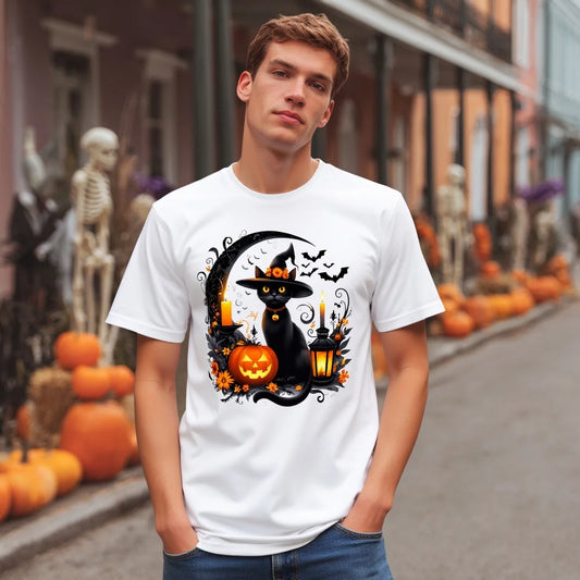 Halloween Casual Round Neck Short Sleeve T-Shirt Regular Fit Print Comfortable Men's Top Fashion Streetwear