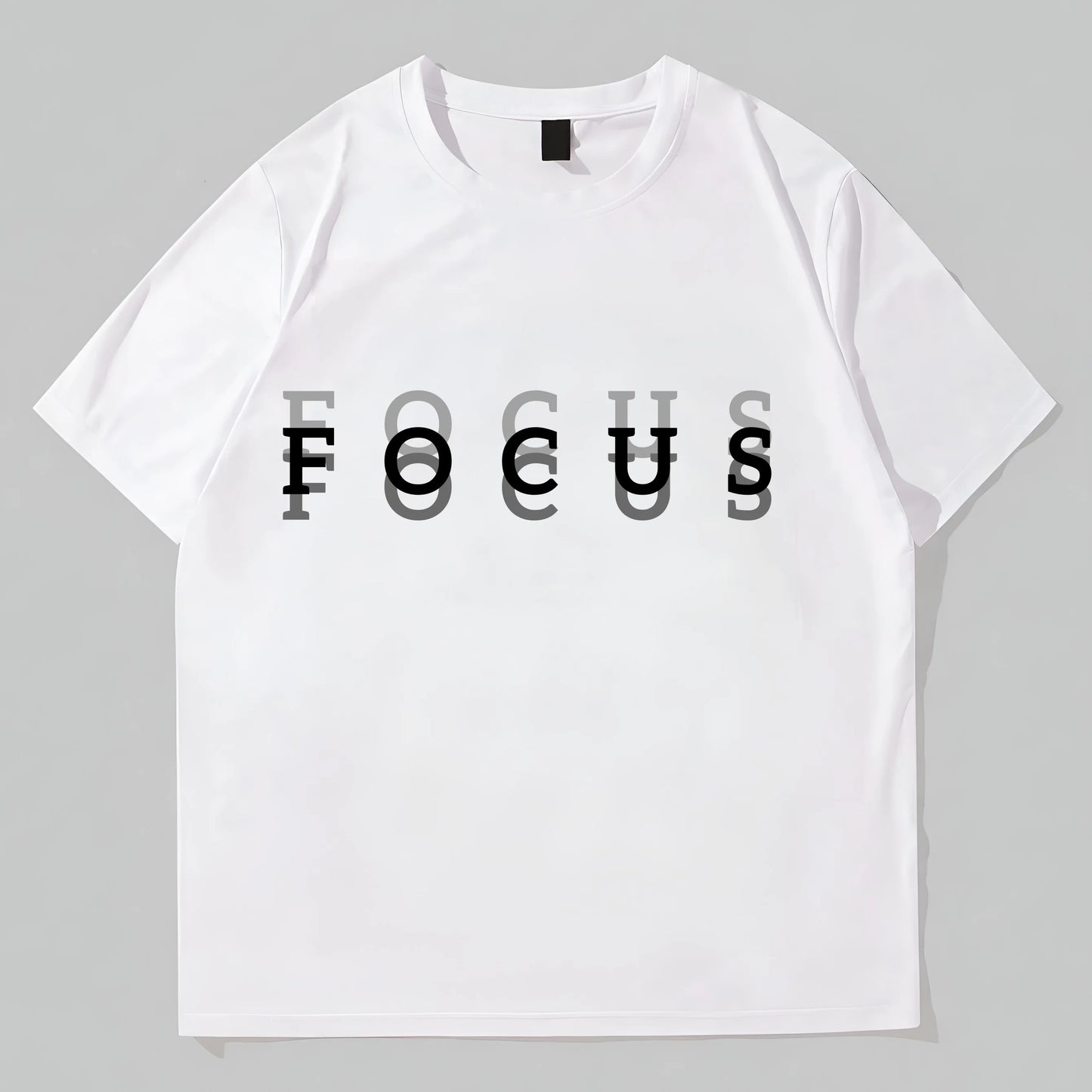 Graphic Tees Design Men's Casual T-Shirt with FOCUS Letter Print for Daily Wear
