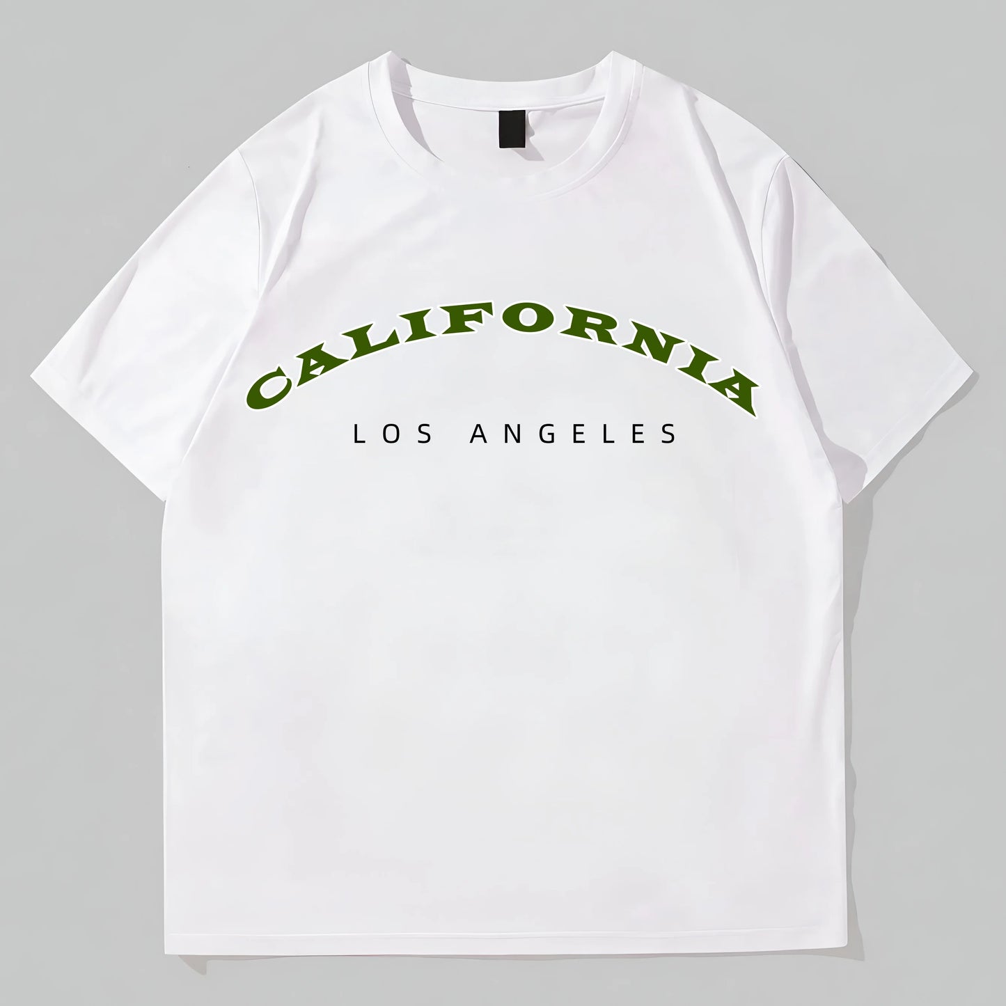 Trendy Tees for Men White Short Sleeve T-Shirt California Los Angeles Print Casual Daily Wear