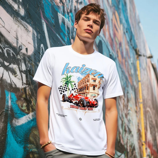 Casual Round Neck Short Sleeve T-Shirt Regular Fit Print Comfortable Breathable Men's Top Wear for Daily Use