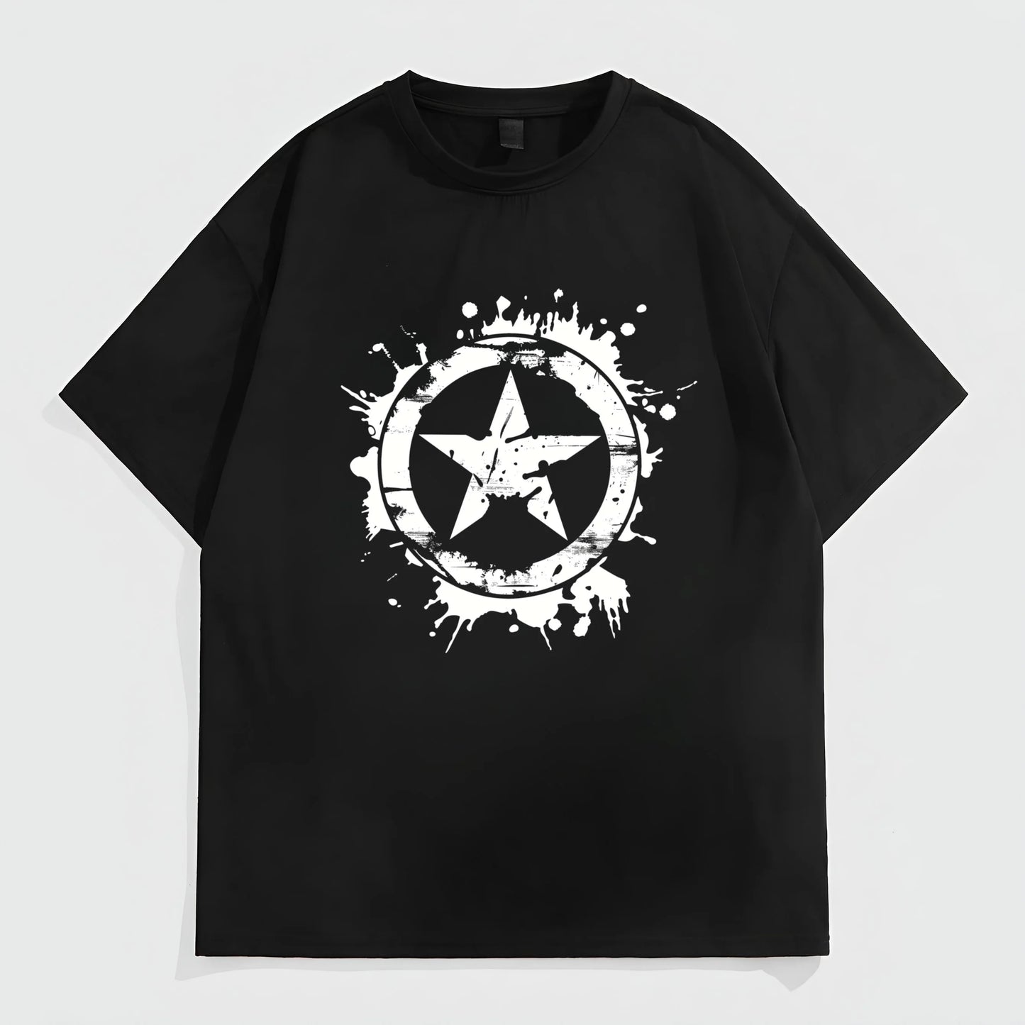 Trendy Tees for Men Men's Casual T-Shirt Star Circle Splatter Print Daily Wear Fashion Top