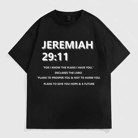 Fashion Tees for Summer Men's Casual T-Shirt with Inspirational Bible Verse Print for Daily Wear