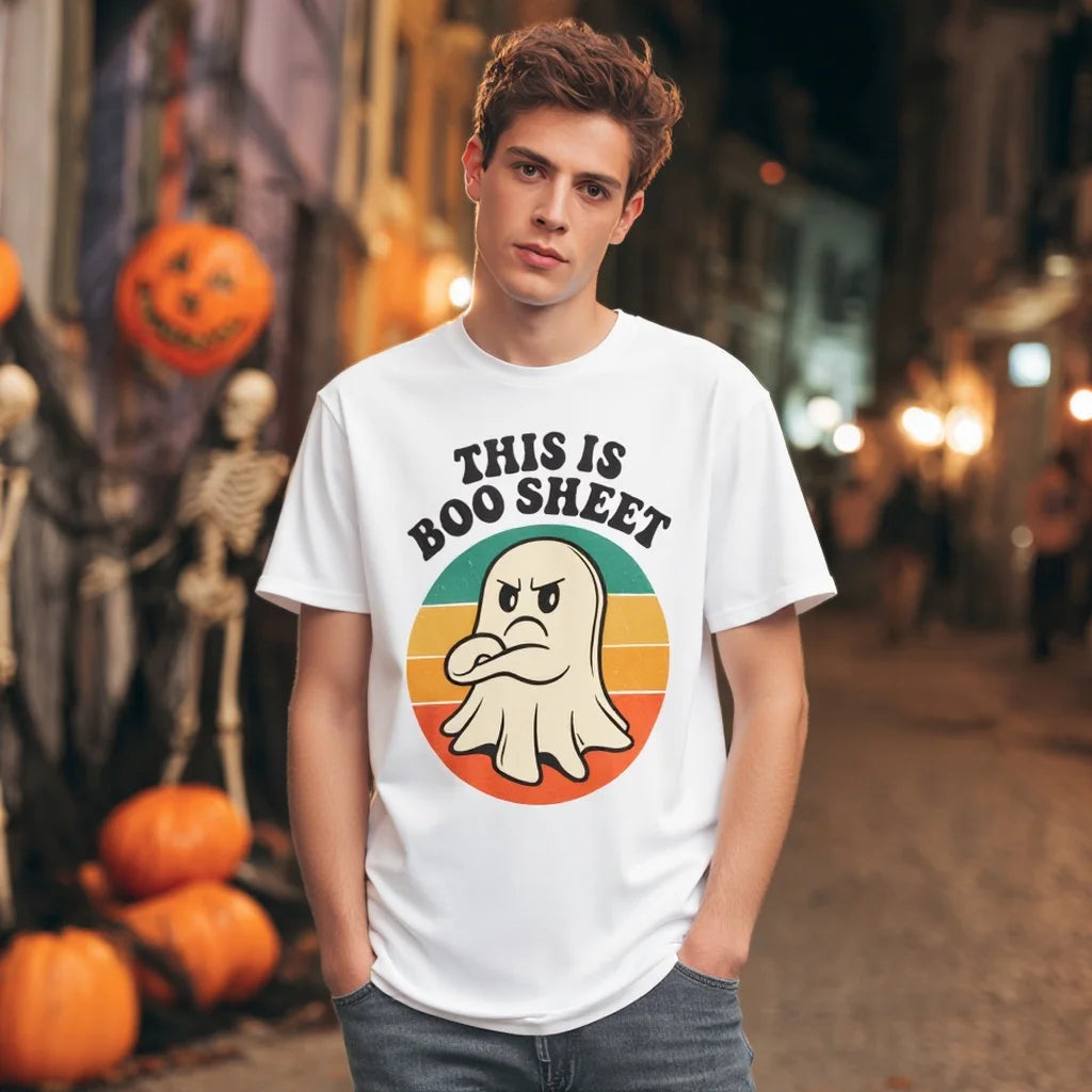 Halloween Casual Round Neck Short Sleeve T-Shirt Regular Fit Print Comfortable Breathable Men's Top Wear for Daily Use