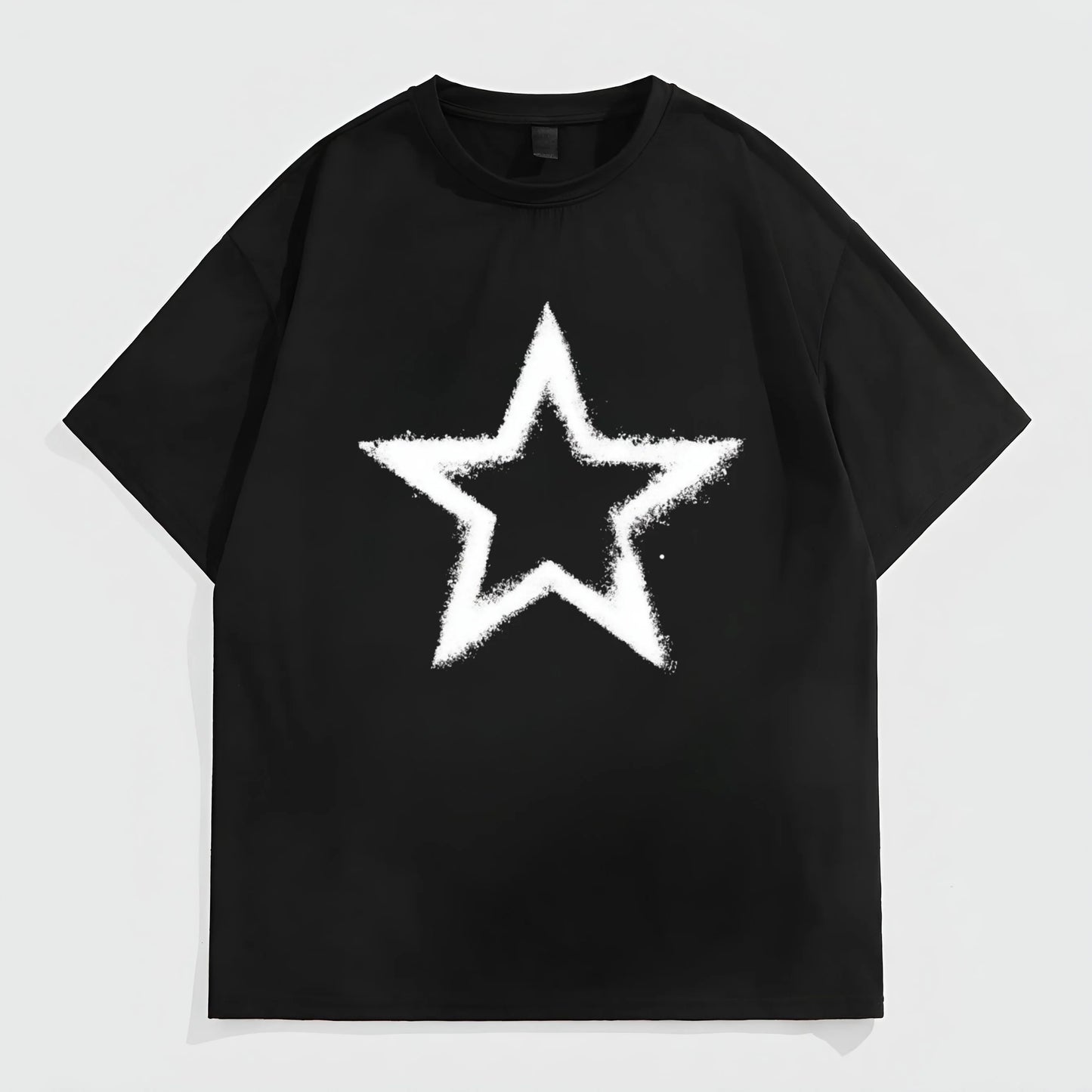 Men's Casual T-Shirt White Star Print Daily Wear Fashion Top Summer Short Sleeve Tee for Outdoor Activities Graphic Tees Design