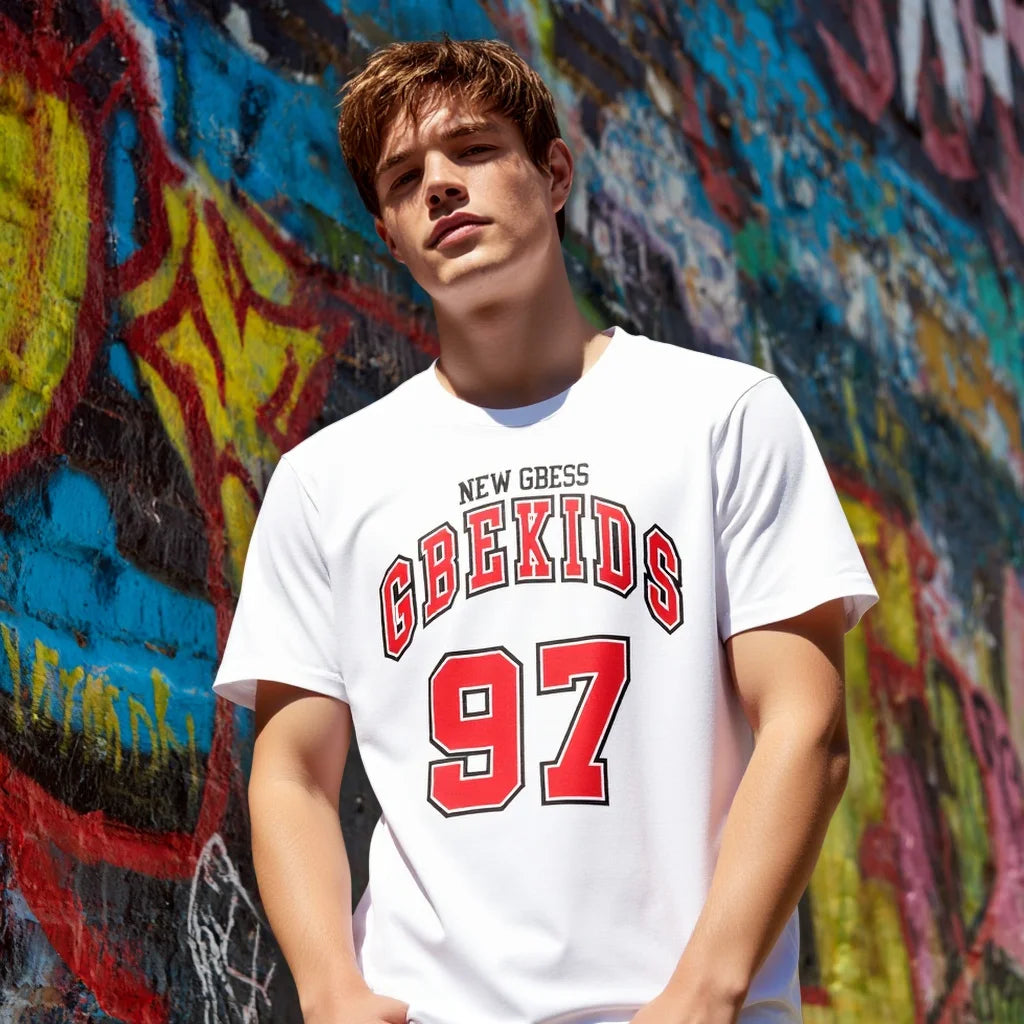 Casual Round Neck Short Sleeve T-Shirt Regular Fit Print Comfortable Men's Top Fashion Streetwear