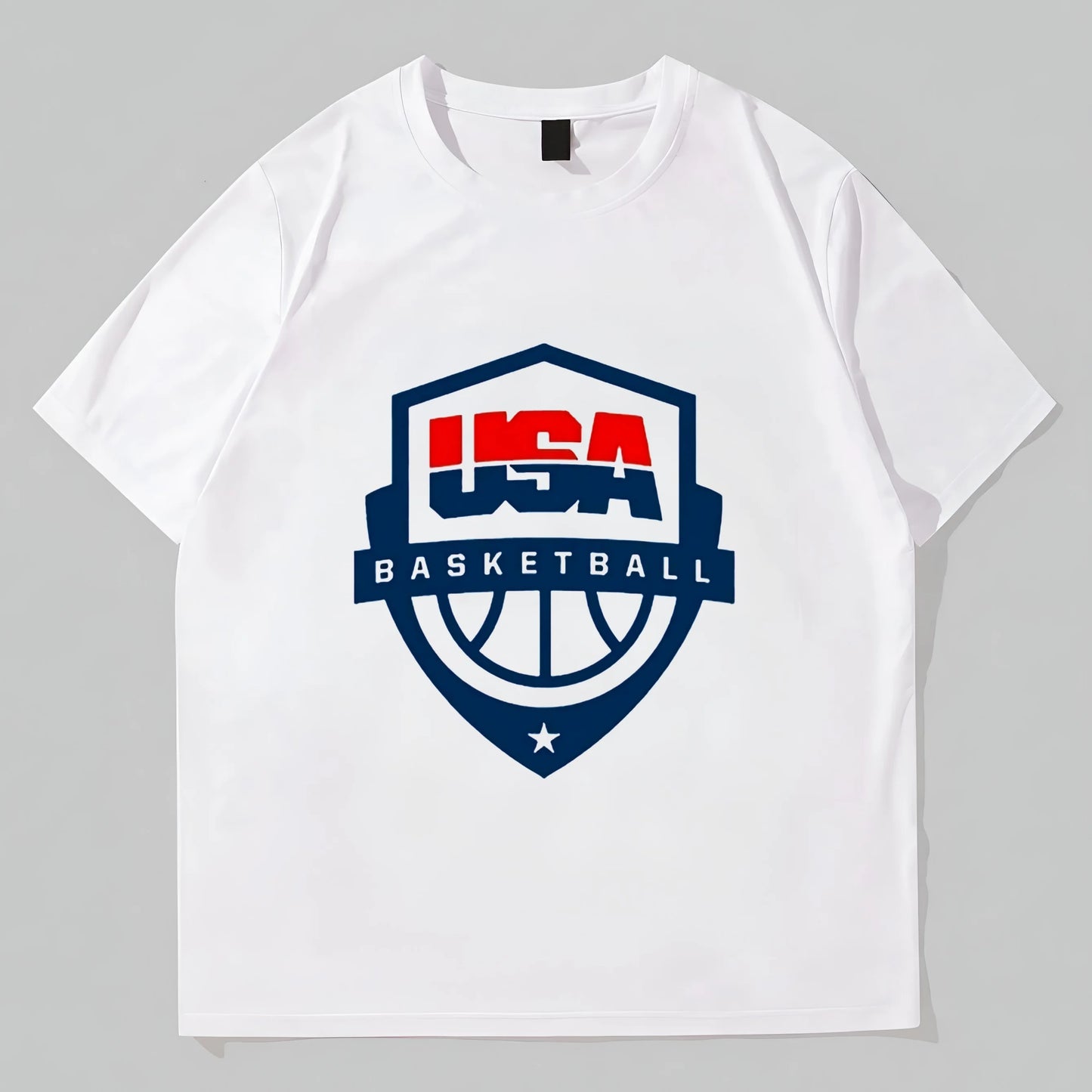White T-Shirt with Country Sports Team Logo Print for Casual Wear Graphic Fashion Tees For Man