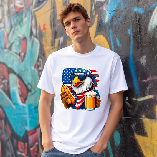 Casual Round Neck Short Sleeve T-Shirt Regular Fit Print Comfortable Men's Top Fashion Streetwear