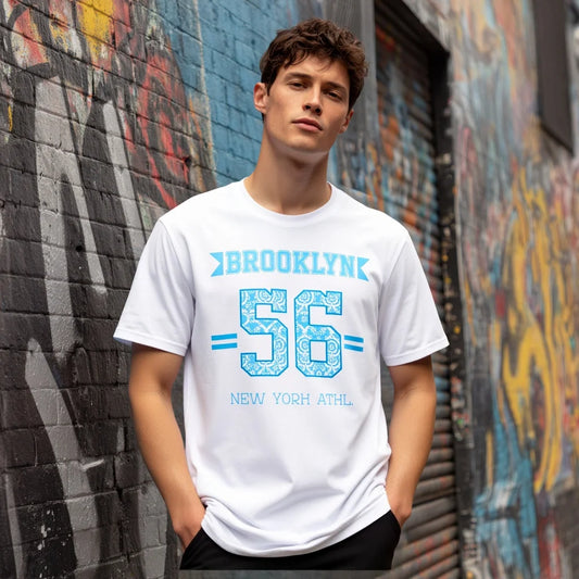 Casual Round Neck Short Sleeve T-Shirt Regular Fit Print Comfortable Men's Top Fashion Streetwear