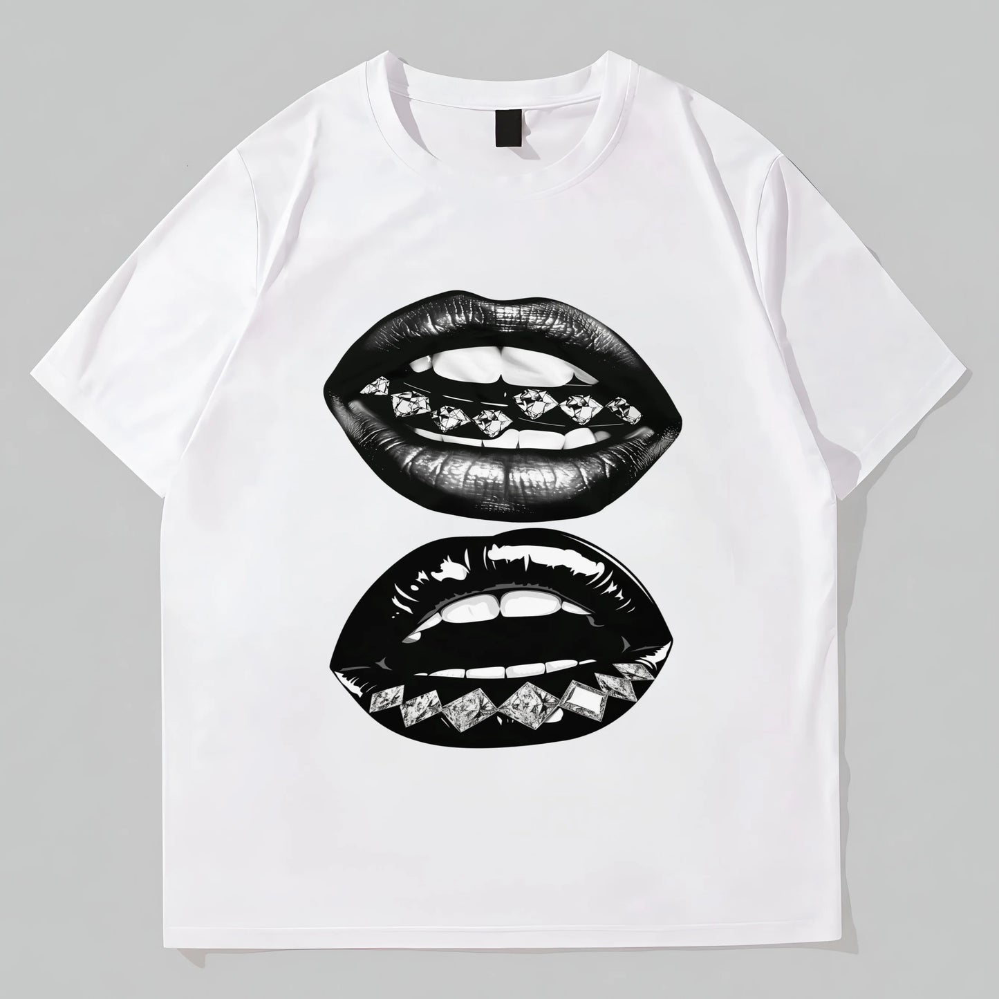 Fashion Short Sleeve T-Shirt with Unique Lips Design for Casual Wear Graphic Tees Boutique
