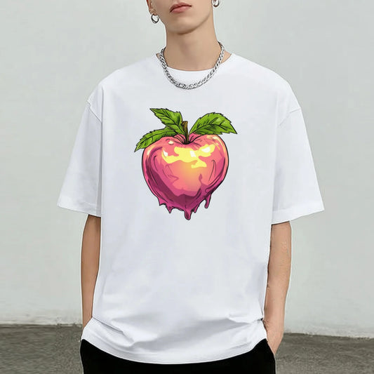 Trendy Tee Trends White Oversized T-Shirt with Colorful Fruit Print for Casual Wear