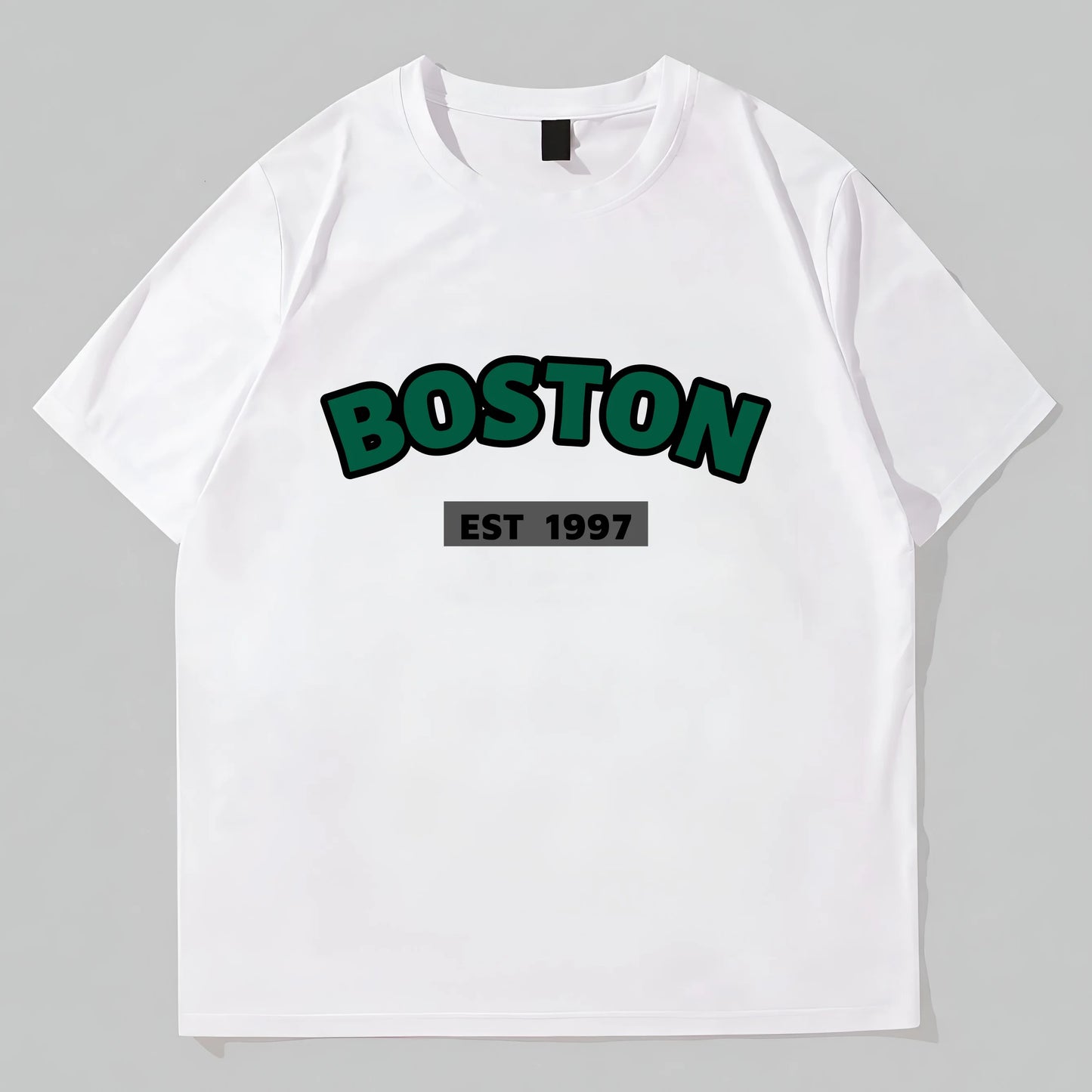 Graphic Tees Design Men's Casual T-Shirt Green Letter Print CITY NAME EST Year Design Daily Wear Street Style Top