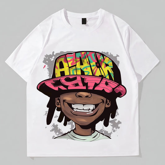 Graphic Tees Design Casual T-Shirt Colorful Graffiti Art Print Streetwear Style Daily Wear