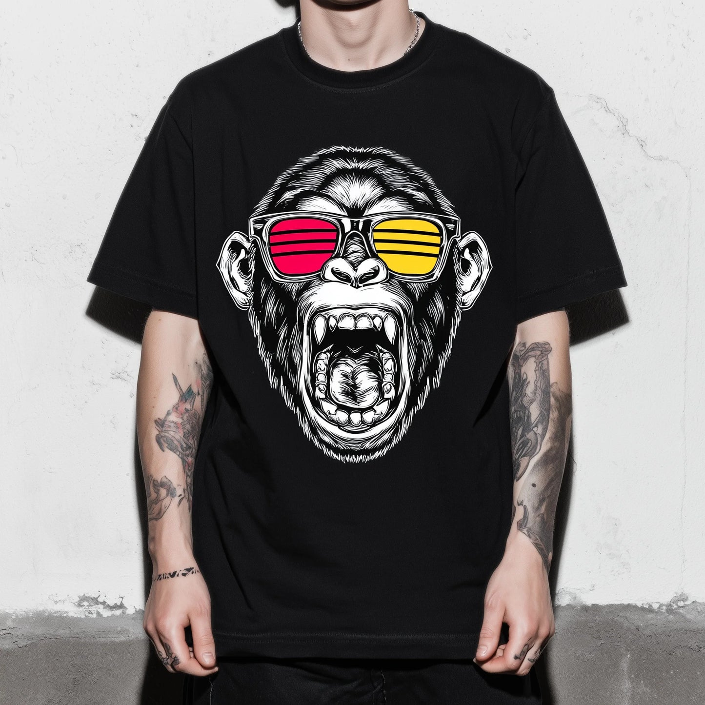 Trendy T-shirt For Man Casual T-Shirt with Cool Monkey Face Print for Daily Wear