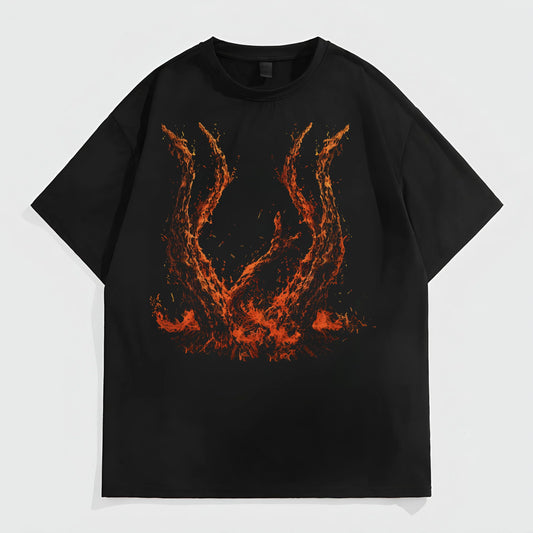 Men's Casual T-Shirt Flame Pattern Design Daily Wear Graphic Fashion Tees For Man