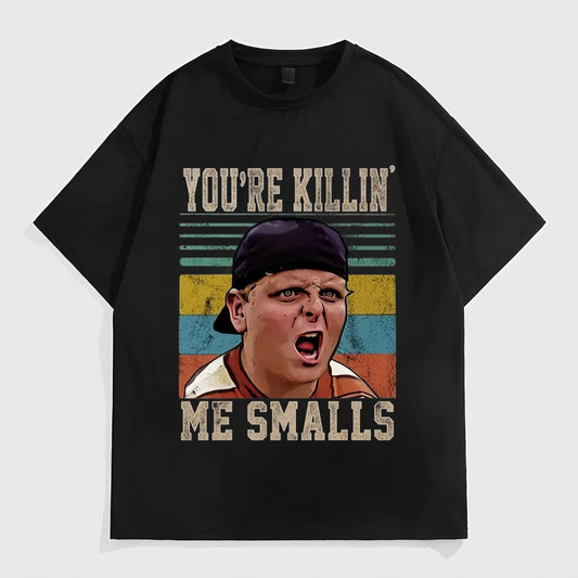 Black Short Sleeve T-Shirt with Retro Style Graphic Print and Text for Casual Wear Fashion Tees 2025