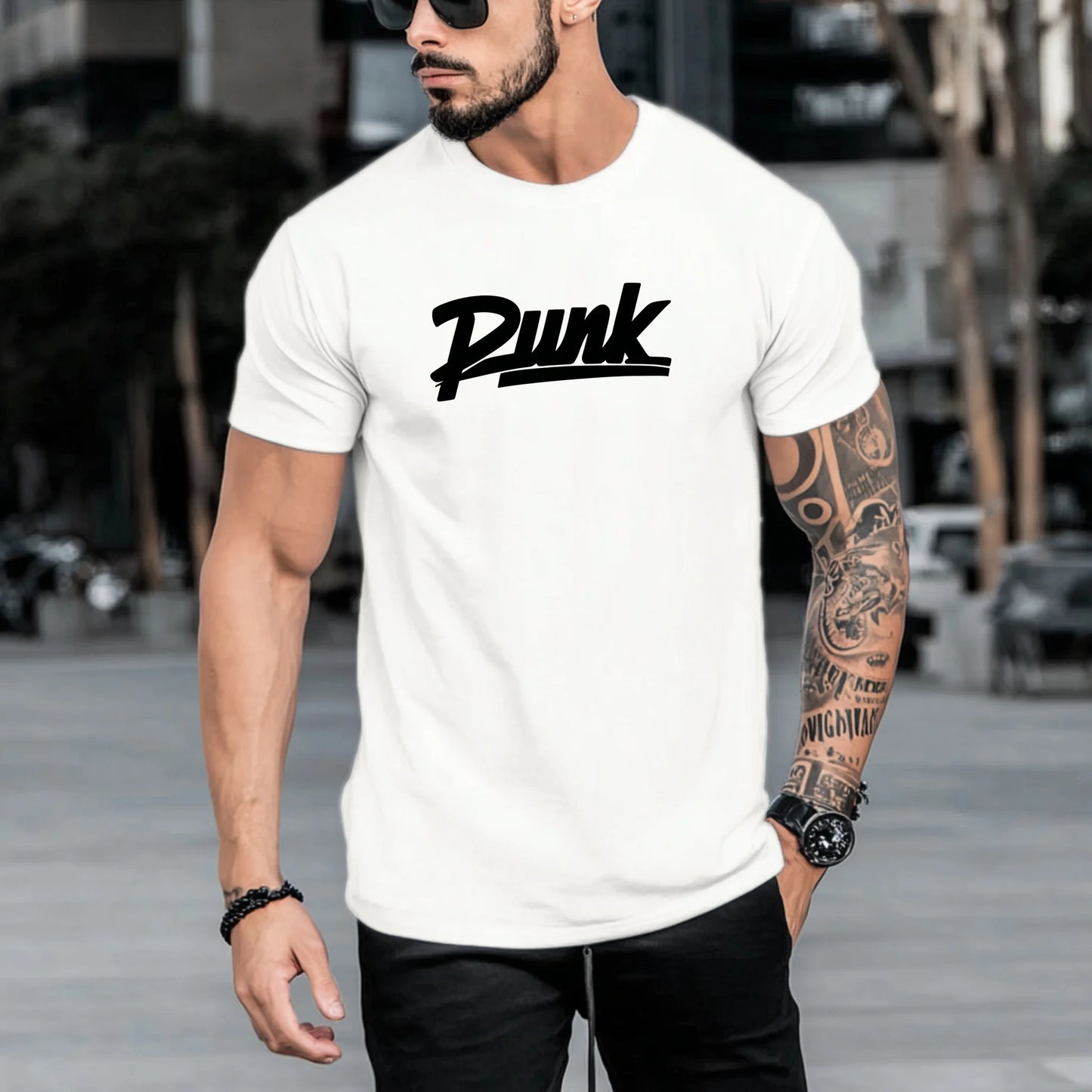 Trendy Tees For Man Casual T-Shirt Punk Text Print Streetwear Daily Wear