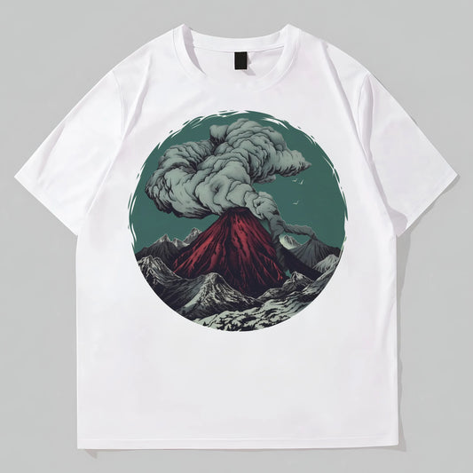 Men's Casual T-Shirt Volcano Eruption Graphic Print Daily Wear POD Graphic Tees