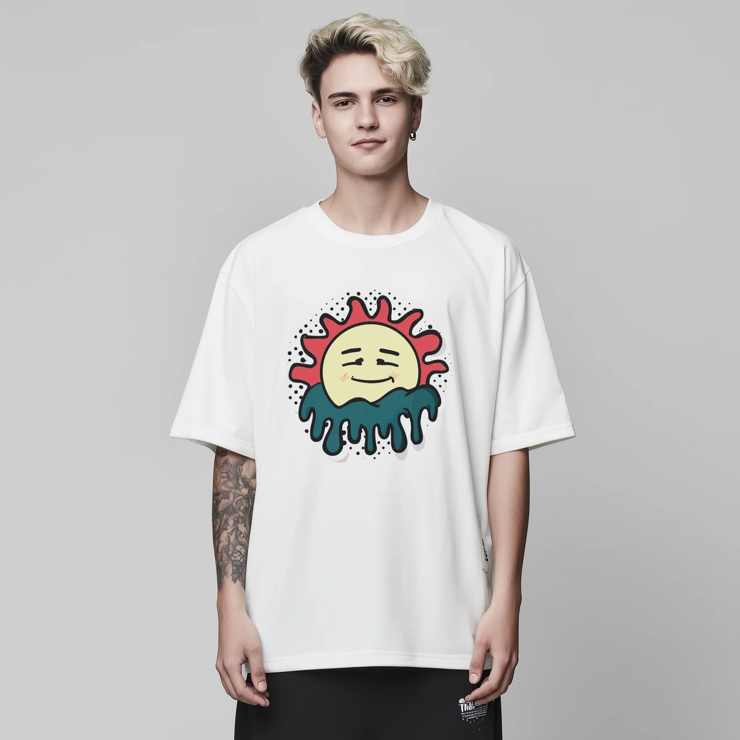 Trendy T-shirt For Man Casual T-Shirt with Sun Face Print for Daily Wear