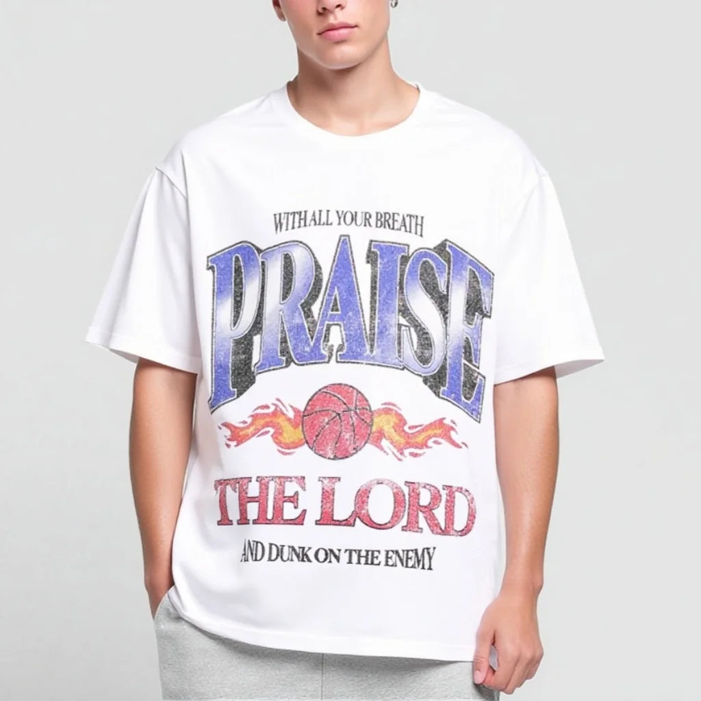 Vintage Style T-Shirt with Inspirational Text and Basketball Graphic for Casual Wear Fashion Tees For Summer