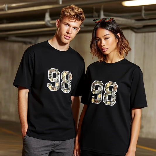 Couples T Shirts Camouflage Number 98 Print Casual Wear for Outdoor Activities and Daily Use Trendy Graphic Tee 2025