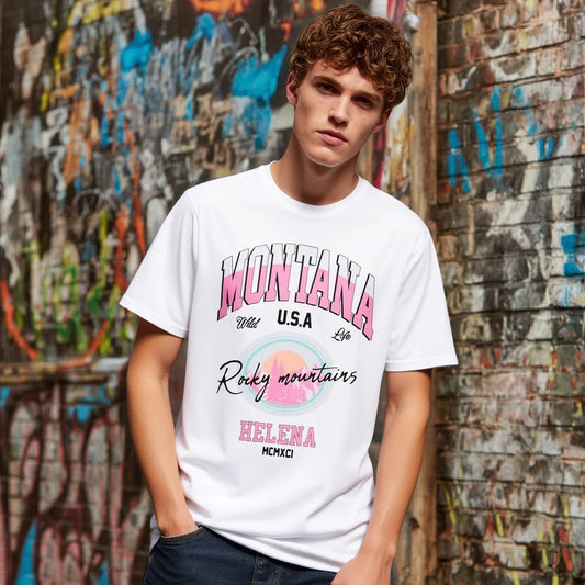 Casual Round Neck Short Sleeve T-Shirt Regular Fit Print Comfortable Breathable Men's Top Wear for Daily Use