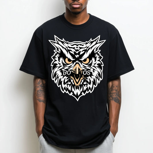 Trendy T-shirt For Man Short Sleeve T-Shirt Owl Face Graphic Print Casual Daily Wear
