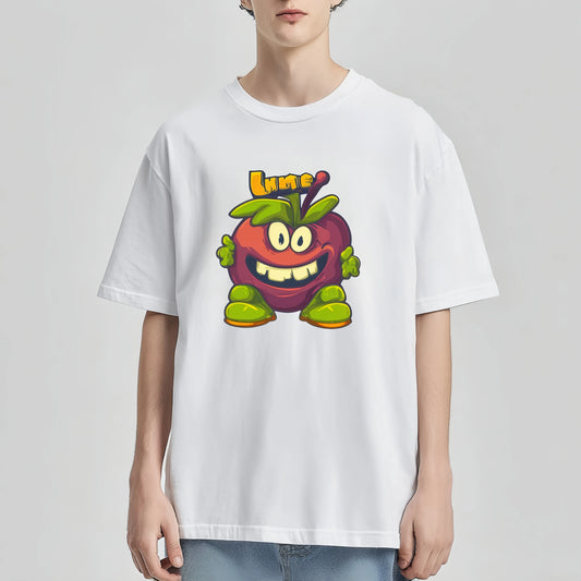 Graphic Tees Design Cute Cartoon Fruit Print White T-Shirt for Casual Wear