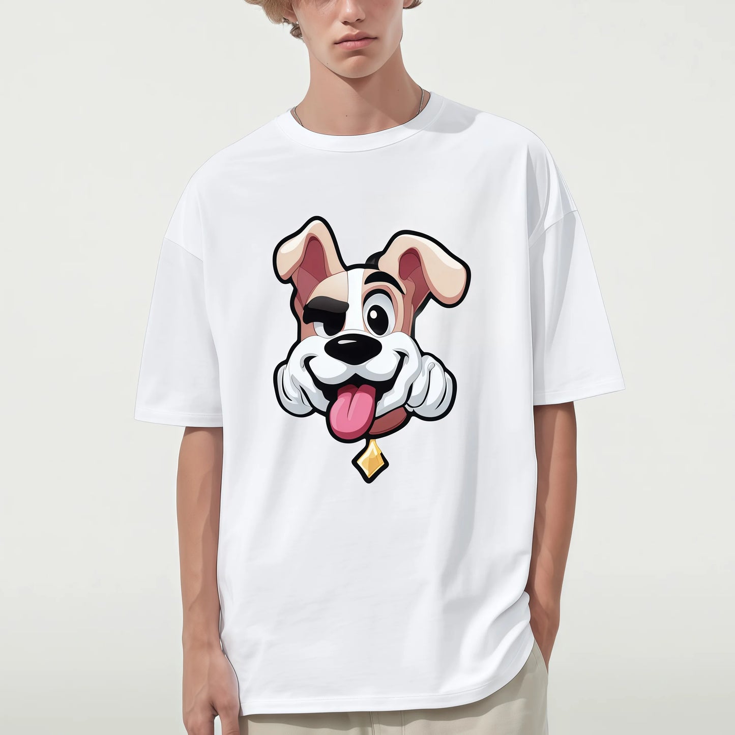 Graphic Fashion Tees For Man Cute Cartoon Dog Print T-Shirt for Men Casual Daily Wear Fashion Street Style Graphic Tee Summer Top