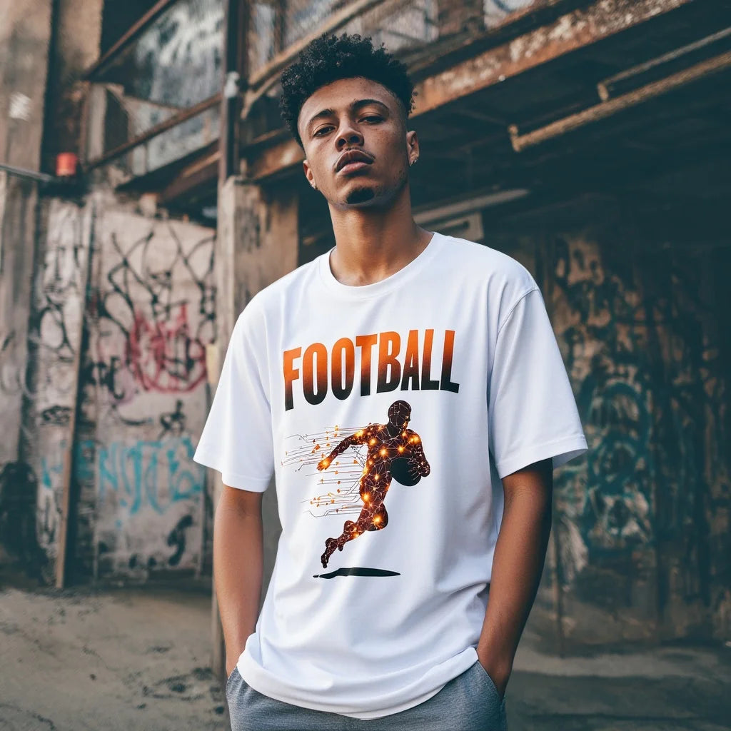 Men's Casual T Shirt Football Player Graphic Print Sports Tee for Outdoor Activities Fashionable Graphic Tee for Men