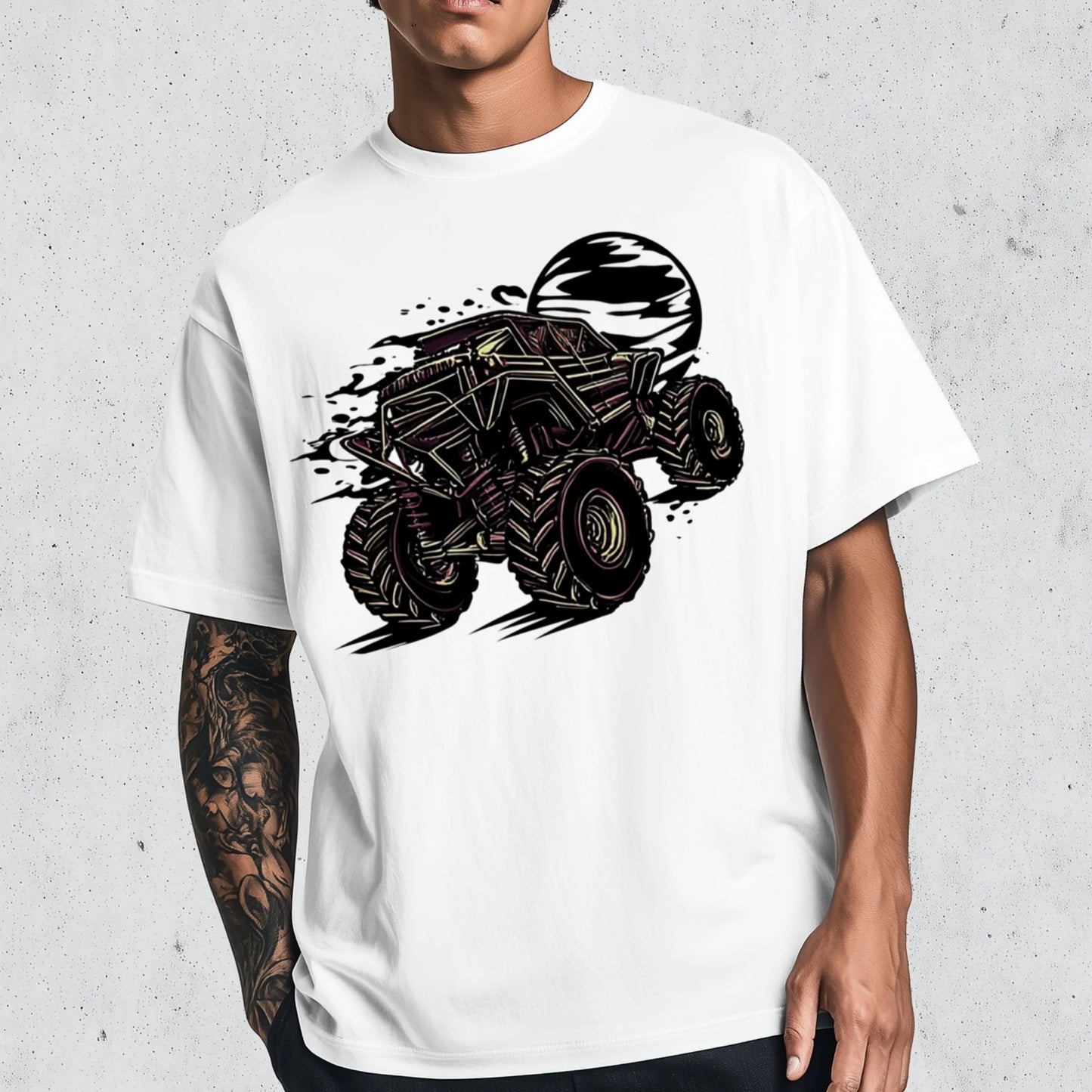 Trendy Tees For Man Casual T-Shirt Monster Truck Graphic Print Outdoor Sports Wear