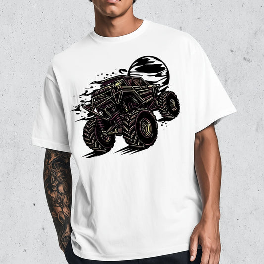 Trendy Tees For Man Casual T-Shirt Monster Truck Graphic Print Outdoor Sports Wear