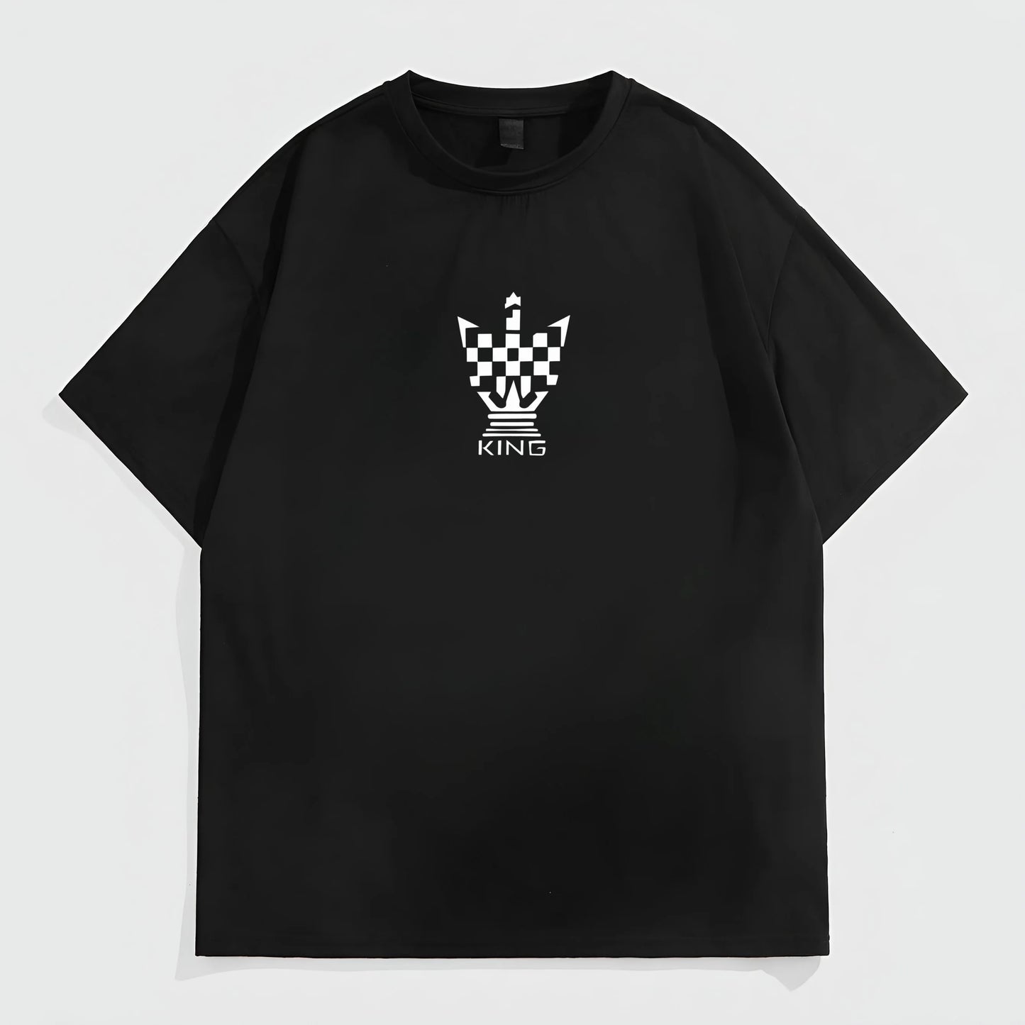 Trendy Tees for Men Men's Casual T-Shirt with Chess King Crown Print for Daily Wear