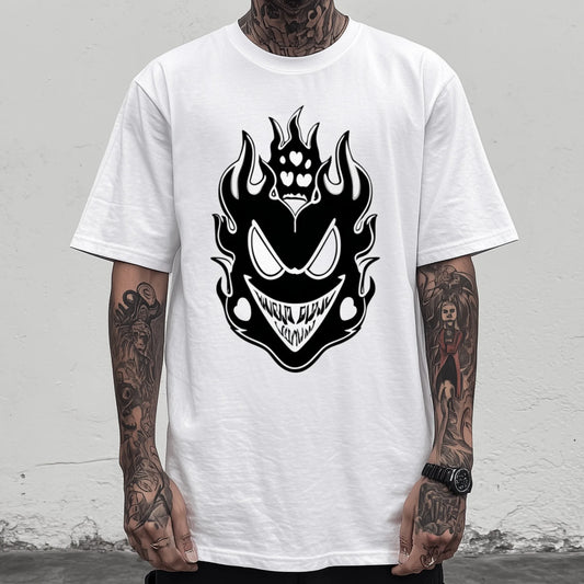 Trendy T-shirt For Man Casual T-Shirt Flame Skull Print Daily Wear