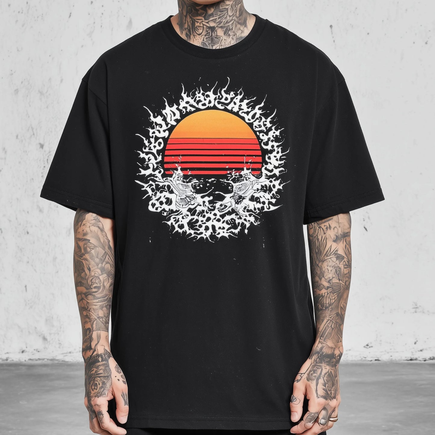 Trendy T-shirt For Man Short Sleeve T-Shirt Abstract Sunset Graphic Print Casual Daily Wear