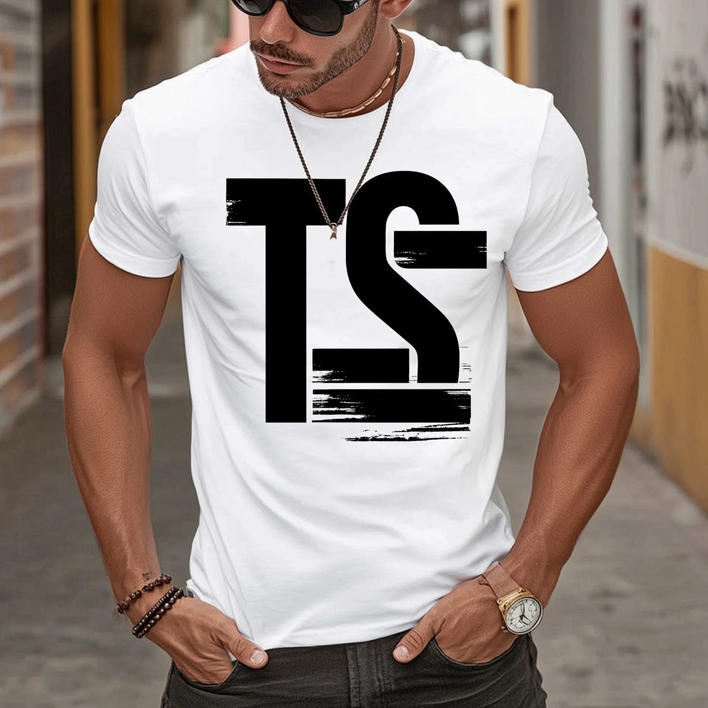 Trendy T-shirt For Man Casual T-Shirt Abstract Letter Print Streetwear Daily Wear