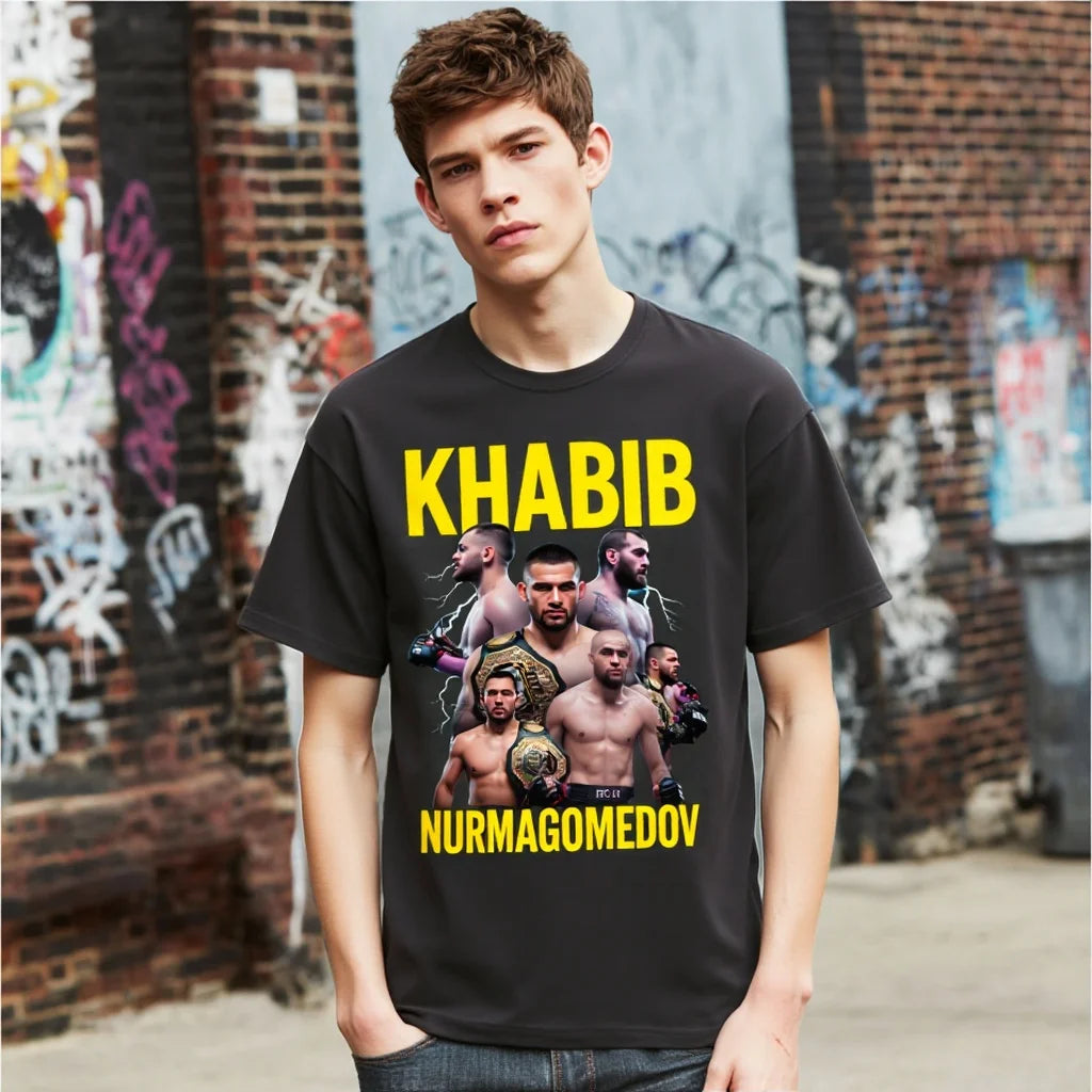 Men's Casual T Shirt Graphic Print Fighter Athlete Text Design Streetwear Sports Outdoors Fashionable Graphic Tee for Men