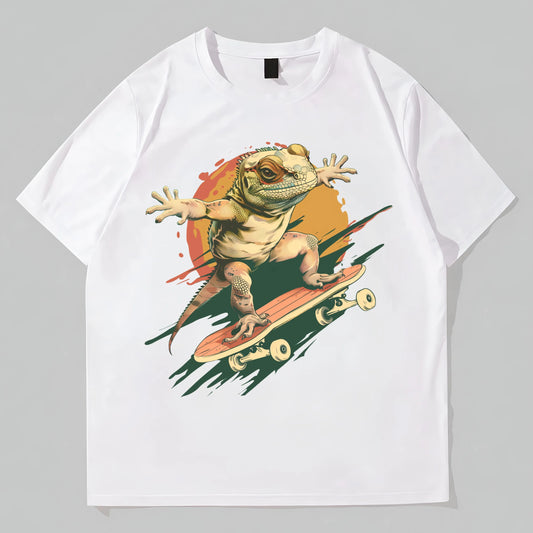 Skateboarding Frog T-Shirt Casual Graphic Tee for Men Women Unisex Streetwear Summer Outdoor Activities Top POD Graphic Tees