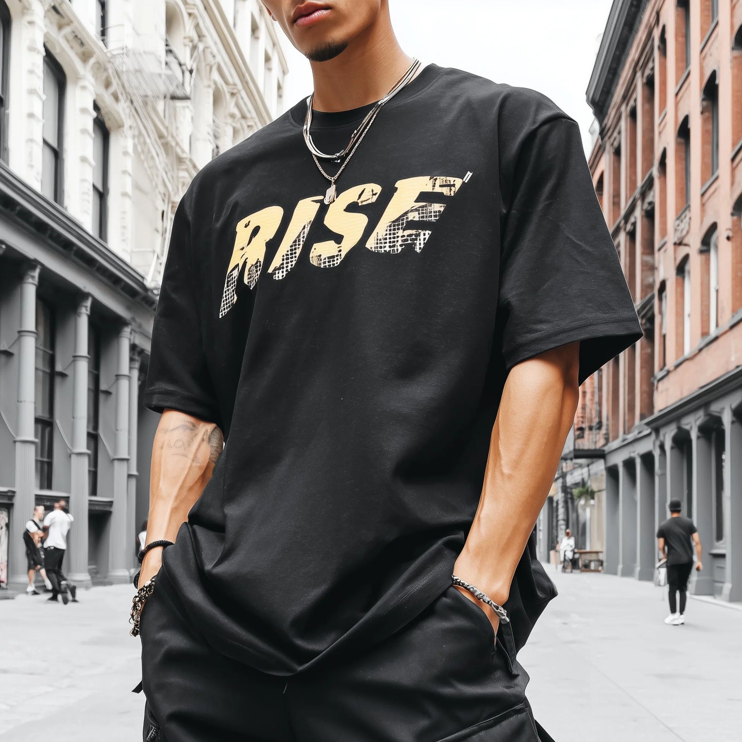 Trendy Tees For Man Casual T-Shirt Abstract Letter Print Streetwear Daily Wear