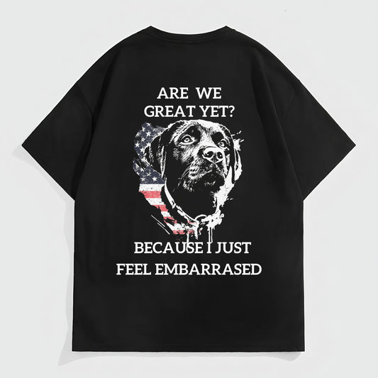 Trendy Tees for Men Black Oversized T-Shirt with Patriotic Dog Graphic and Inspirational Quote for Casual Wear