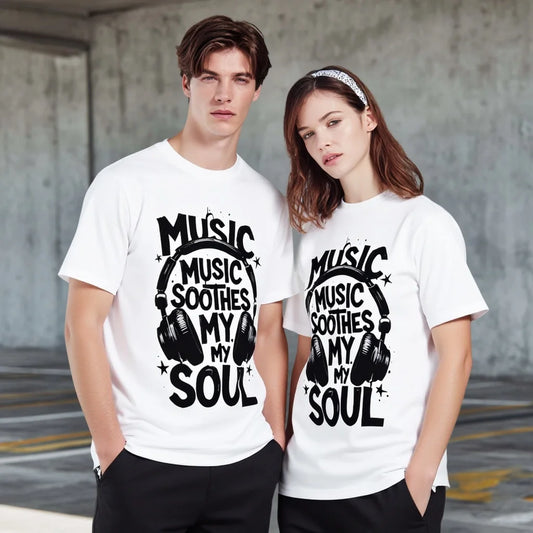 Couples T Shirts Music Theme Print Graphic Tees for Daily Wear Graphic Tee For Summer 2025