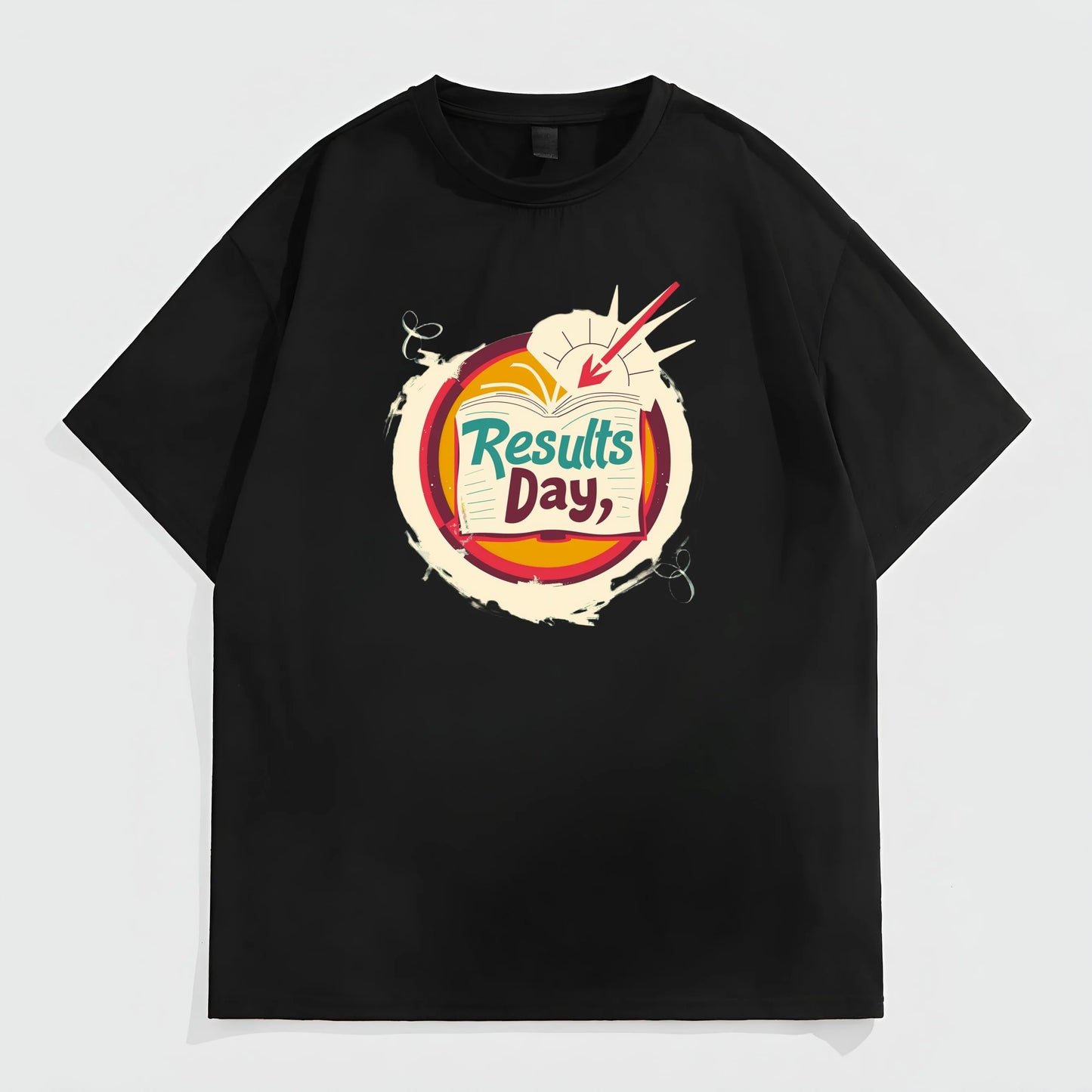 Men's Casual T-Shirt with Colorful Circle and Results Day Text Print for Daily Wear Trendy Tees For Men