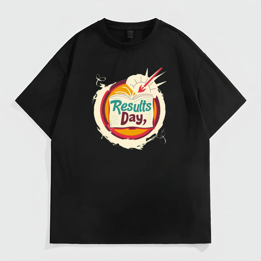 Men's Casual T-Shirt with Colorful Circle and Results Day Text Print for Daily Wear Trendy Tees For Men