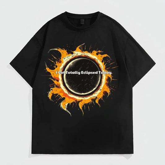 Men's Casual T-Shirt Flame Circle Print I Got Totally Eclipsed Today Graphic Tee for Daily Wear Graphic Fashion Tees For Man