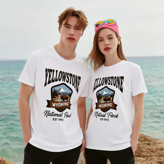 Couples T Shirts Mountain Landscape Print Outdoor Travel Wear Graphic Tee For Summer 2025