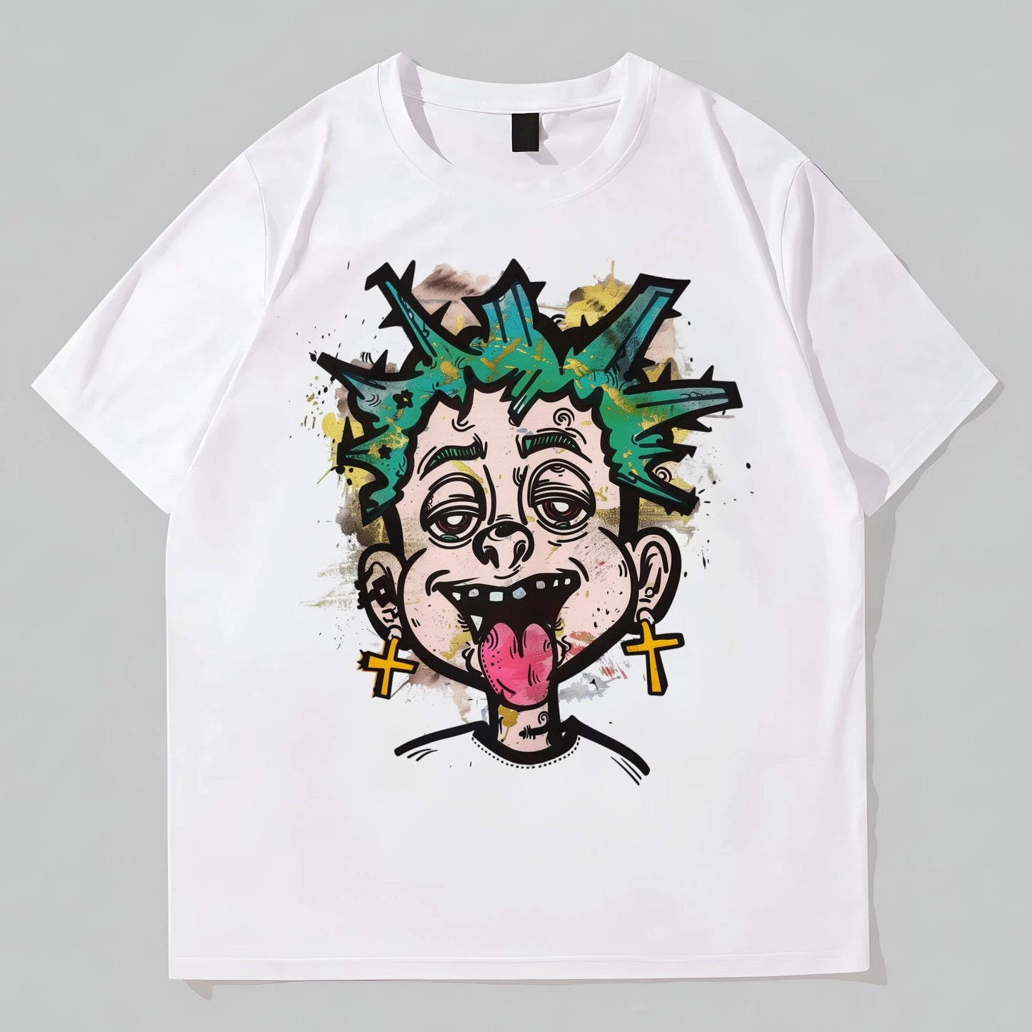 Fashion Short Sleeve T-Shirt with Unique Cartoon Character Print for Casual Wear Graphic Tees Design