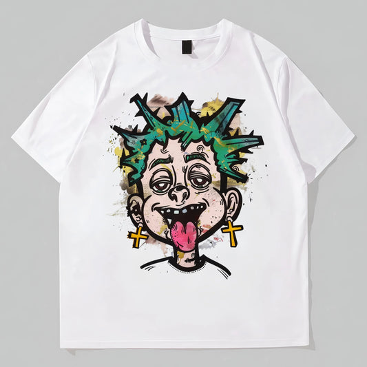 Fashion Short Sleeve T-Shirt with Unique Cartoon Character Print for Casual Wear Graphic Tees Design