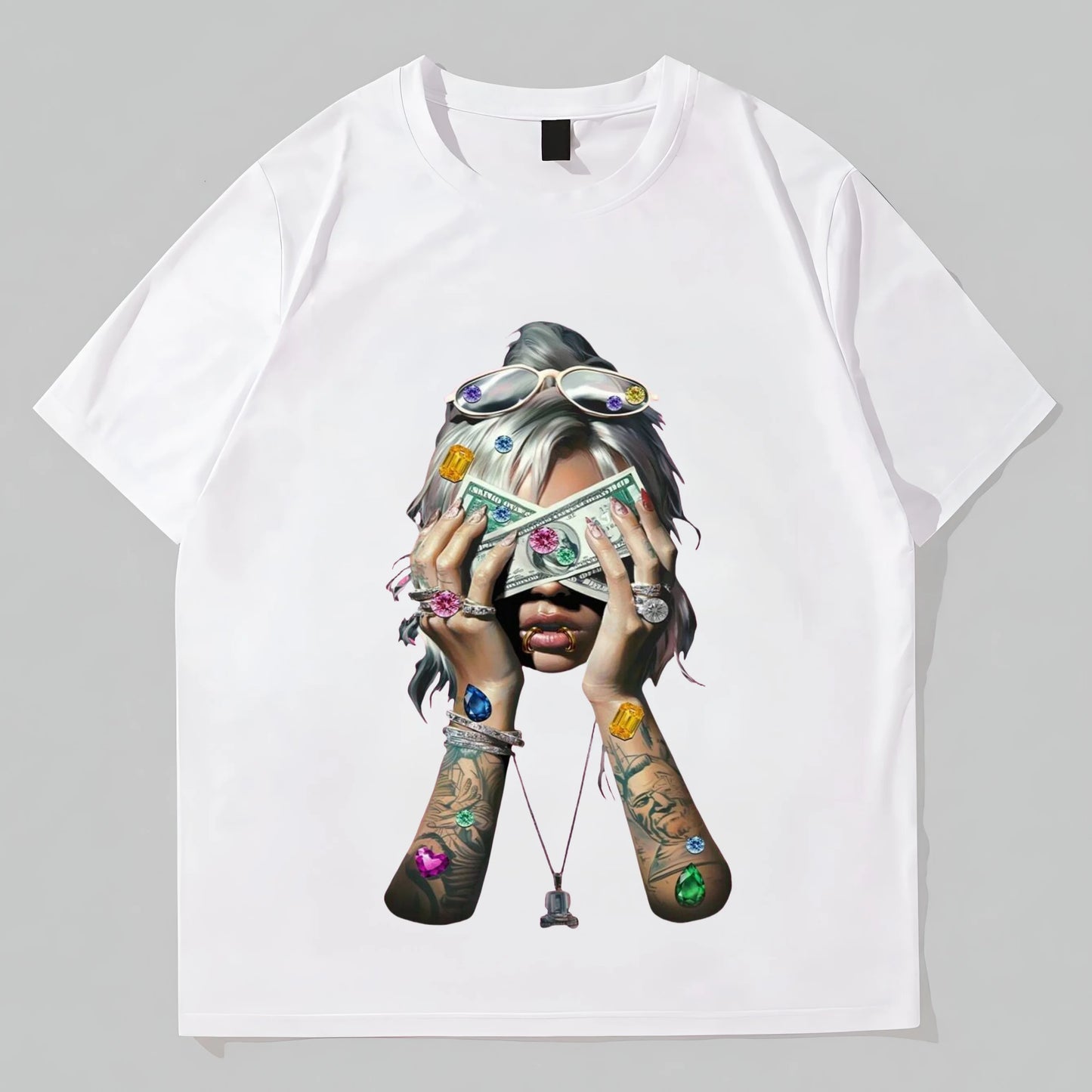 Men's Casual T-Shirt Colorful Tattoo Art Print Streetwear Fashion Daily Wear Graphic Fashion Tees For Man