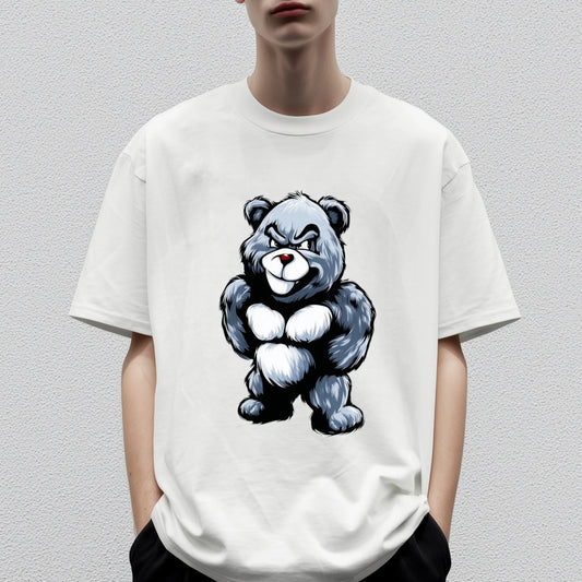 Graphic Tees Outfit Cute Bear Print T-Shirt for Men Casual Daily Wear Graphic Tee Summer Fashion Streetwear Top