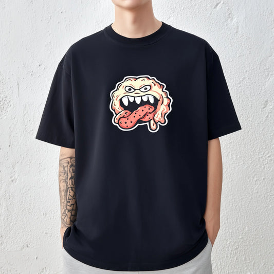 Trendy Tees For Man Casual T-Shirt Cartoon Monster Face Print Daily Wear